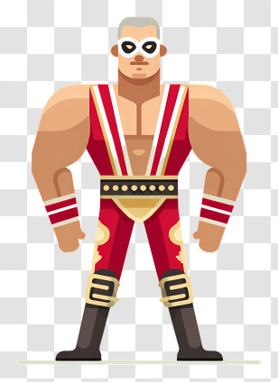 Australian Professional Wrestler - Cartoon Wrestler In Red Costume Transparent PNG