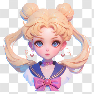 Sailor Moon - Cute Chibi Sailor Girl Bust Transparent PNG