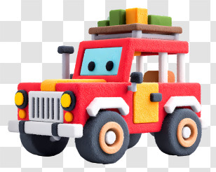 Minecraft Car - Red Toy Car With Luggage Transparent PNG