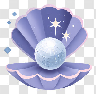 Shiny Disco Ball Pearl - Open Shell With Disco Ball Transparent PNG