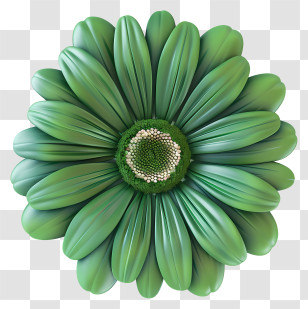 Transvaal Daisy - Green Flower Illustration With Textured Petals Transparent PNG