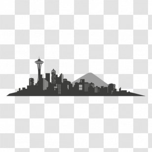 Seattle Skyline Silhouette Clip Art - Monochrome Photography - City Transparent PNG