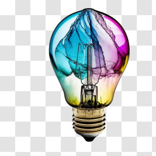 Light Bulb - Rainbow Gradient Glass Light Bulb Illustration Transparent PNG
