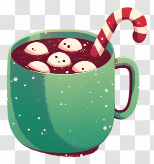 Hot Chocolate - Festive Mug Of Hot Chocolate With Candy Cane Transparent PNG
