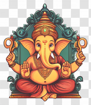 Traditional Hindu Ganesha Idol - Traditional Artwork Of Lord Ganesha Transparent PNG