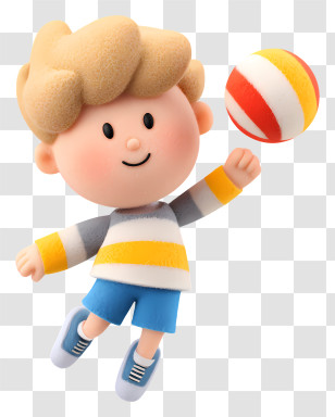 Boy Playing Volleyball - Playful Boy With Ball Transparent PNG