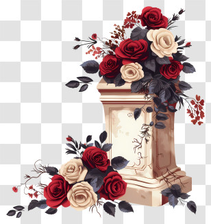 Funeral - Tombstone With Roses Illustration Transparent PNG