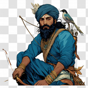 Guru Govind Singh Jayanti - Archer In Traditional Blue Attire Transparent PNG