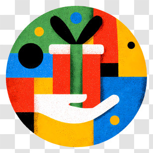 Donation Icon - Colorful Gift Box In Hand Transparent PNG