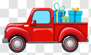 Delivery Truck - Red Pickup Truck With Gifts Transparent PNG