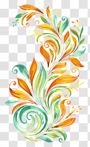 Line Art - Colorful Floral Design Pattern Transparent PNG