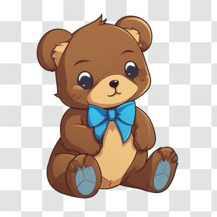 Teddy Bear Day - Cartoon Teddy Bear With Blue Bow Tie Transparent PNG