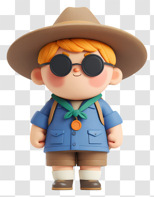 Chubby Child - Young Explorer Boy With Hat And Sunglasses Transparent PNG
