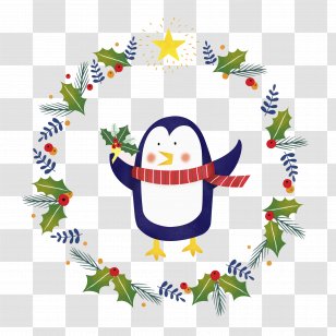 Leaf Christmas Garland Wreath - Flightless Bird - Serrated Leaves,Garland Transparent PNG