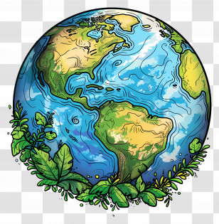 Planet Earth - Earth Globe With Greenery Illustration Transparent PNG
