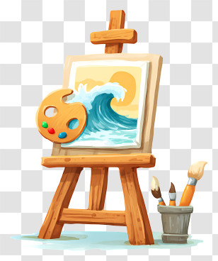 Outdoor Painting - Art Easel With Painting Transparent PNG