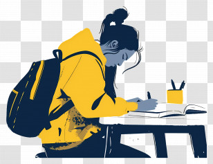 Student Studying - Student Studying At Desk Transparent PNG