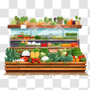 Vegetarian Food Market - Fresh Vegetables On Wooden Market Shelf Transparent PNG