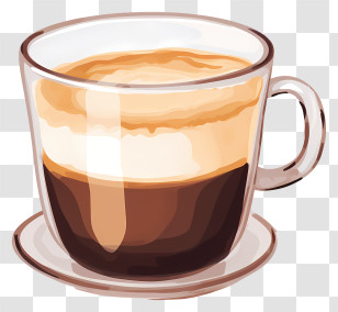 Coffee - Warm Coffee In A Stylish Glass Cup Transparent PNG