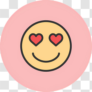 Flat Line Valentines Elements - Heart Eyes Emoji To Show Love Transparent PNG