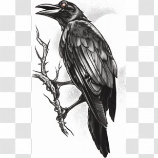 Sleeve Tattoo Gothic Fashion American Crow Abziehtattoo - Monochrome Photography Transparent PNG