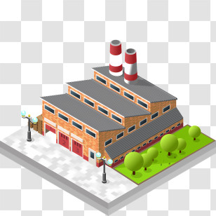 Icon - Factory Building With Chimneys Transparent PNG