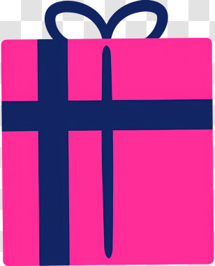 Christmas Present - Pink Gift Box With Blue Ribbon Wrap Transparent PNG