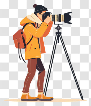 Photographer Taking Photo - Photographer With Tripod In Action Transparent PNG