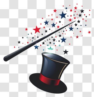 Magic Wand - Magic Wand And Hat With Stars Transparent PNG