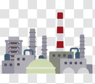 Building - Industrial Factory With Chimneys Transparent PNG