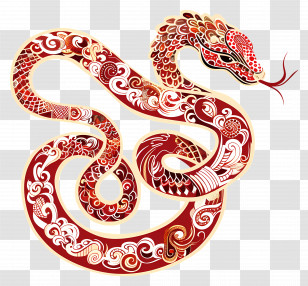 Chinese Zodiacs - Ornate Red Snake Transparent PNG