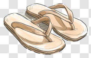 Leather Sandals - Pair Of Beige Flip-Flops Transparent PNG