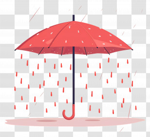 Red Umbrella - Red Umbrella Illustration In The Rain Transparent PNG