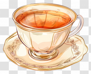 Tea Cup - Elegant Tea Cup And Saucer Illustration Transparent PNG