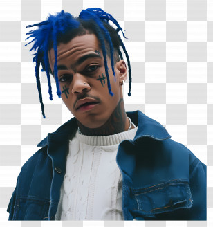Xxxtentacion - Man With Blue Dreadlocks And Stylish Outfit Transparent PNG
