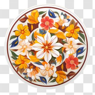 Onam Floral Rangoli - Circular Floral Decorative Pattern Transparent PNG