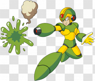 Mega Man X - Green Robot In Action Transparent PNG