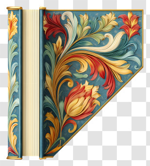 Corner With Book - Colorful Floral Pattern With Vintage Design Transparent PNG