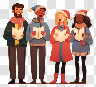Go Caroling Day - Christmas Carolers Singing In Celebration Transparent PNG