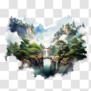 National Park Service Founders Day - Beautiful Mountain Landscape With Waterfall Transparent PNG
