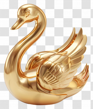 Gold Swan - Golden Swan Sculpture For Decoration Transparent PNG