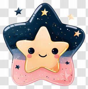 Star - Adorable Smiling Star In Night Sky Design Transparent PNG