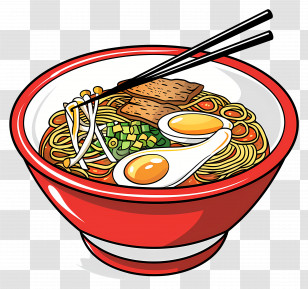 Ramen - Ramen Bowl With Egg And Toppings Illustration Transparent PNG