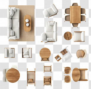 Top View Furniture - Modern Furniture Sets In Top View Illustration Transparent PNG