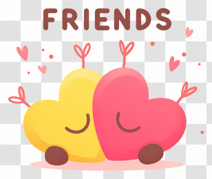 Friends - Cute Hearts Friendship Illustration Transparent PNG