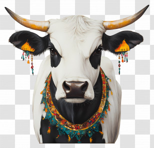 Pongal Cow - Decorated Cow Illustration Transparent PNG