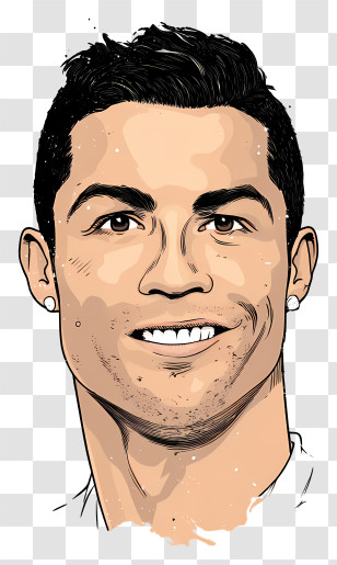 Cristiano Ronaldo - Illustrated Face Portrait Transparent PNG