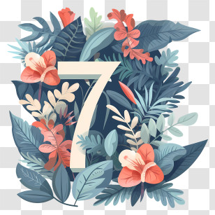 Number 7 - Floral Number 7 Design Transparent PNG