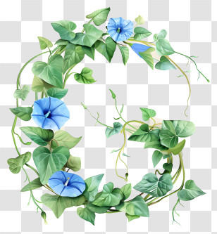 Letter G - Letter C Made With Vine Leaves And Blue Flowers Transparent PNG
