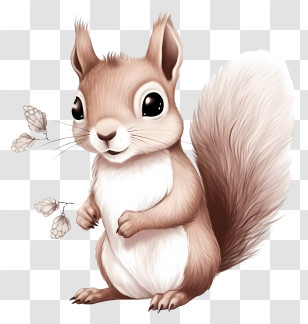 Hand Drawn Squirrel Baby - Cartoon Squirrel With Adorable Bushy Tail Transparent PNG